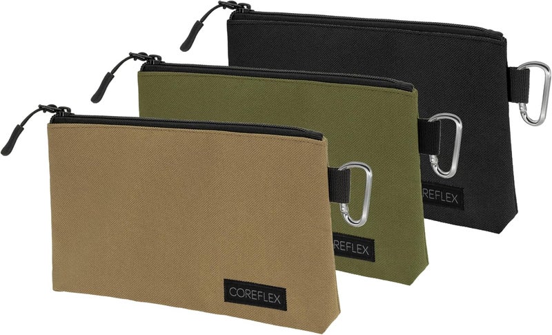 COREFLEX Premium Tool Pouch Zipper Bag, Small Tool Bag, Multipurpose Storage pouch, Heavy duty Flat Bottom Tool bag with YKK Zipper (3 pack Small 8inch) - Image 1